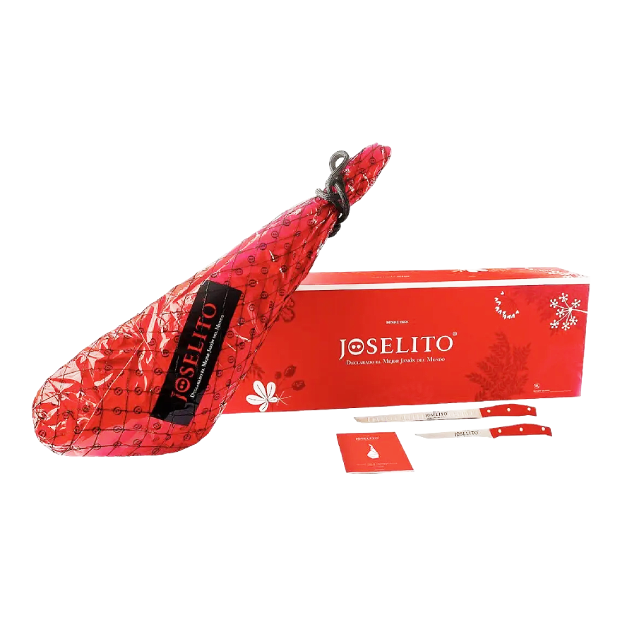 Подарочный набор Хамон Joselito (Хоселито) Gran Reserva Иберико Бейота 100% на кости 48 месяцев выдержки с двумя ножами