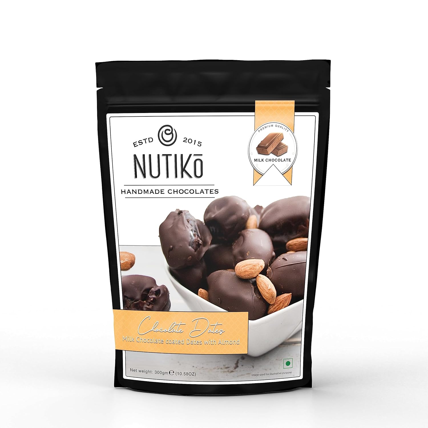 Финики в шоколаде (в молочном шоколаде) Nutiko Milk Chocolate Coated Dates with Almond - 300 gm