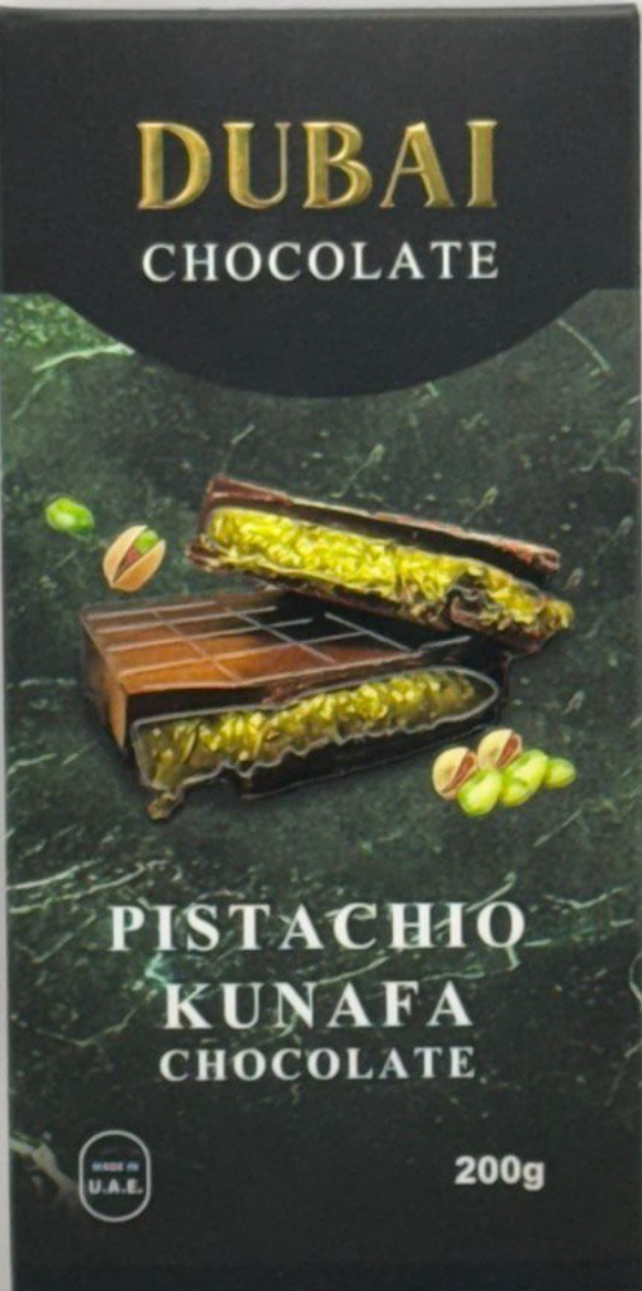 шоколад "Dubai Chocolate PISTACHIO " Хрустящая кнафе, смешанная с пастой фисташек и тахини, молочный шоколад
