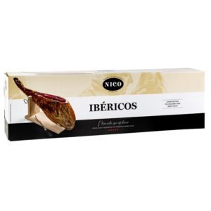 Подарочный набор Хамон Iberico Bellota (Иберико Бейота) 100% на кости 36 месяцев выдержки с ножом и хамонерой