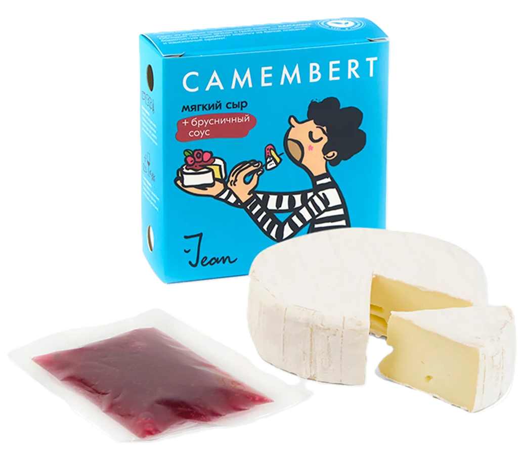 Мягкий сыр Camembert (Камамбер) с белой плесенью и брусничным соусом из коровьего молока 145 г