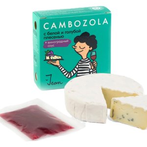 Мягкий сыр Cambozola (Камбоцола) с белой плесенью и виноградным соусом из коровьего молока 145 г