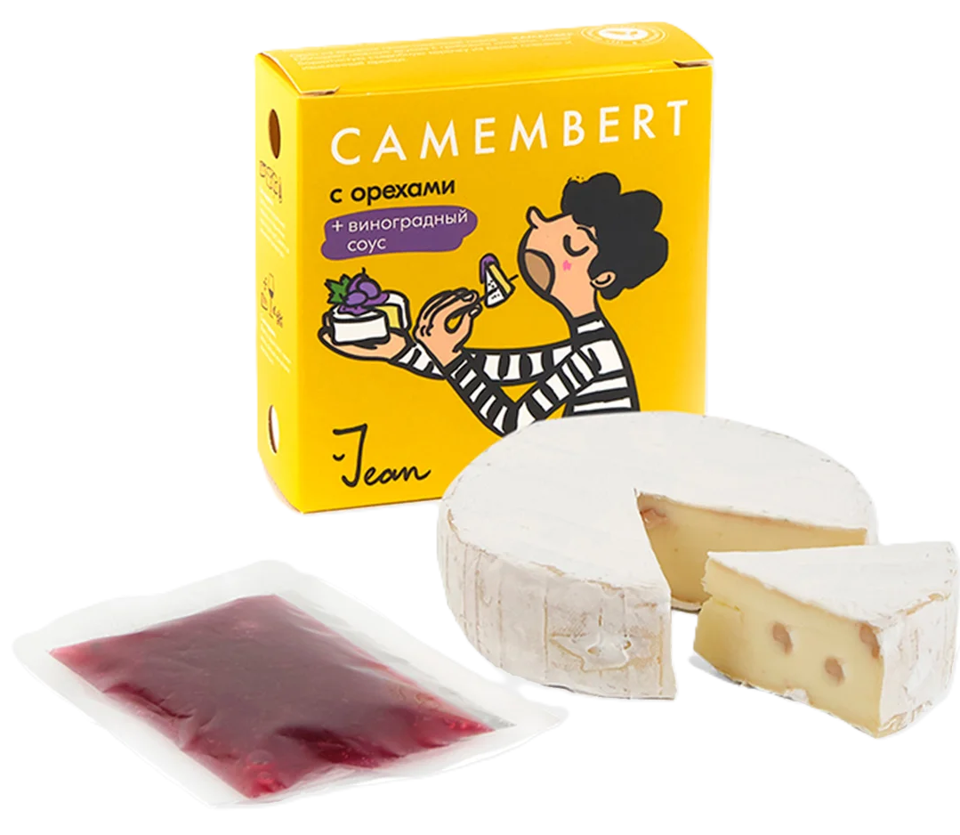 Мягкий сыр Camembert (Камамбер) с белой плесенью, грецким орехом и виноградным соусом из коровьего молока 145 г