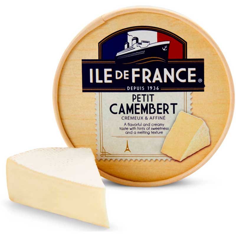 Мягкий сыр с белой плесенью «Камамбер по французскому рецепту» ( Petit Camembert Ile De France) из коровьего молока/ штучный 125гр.