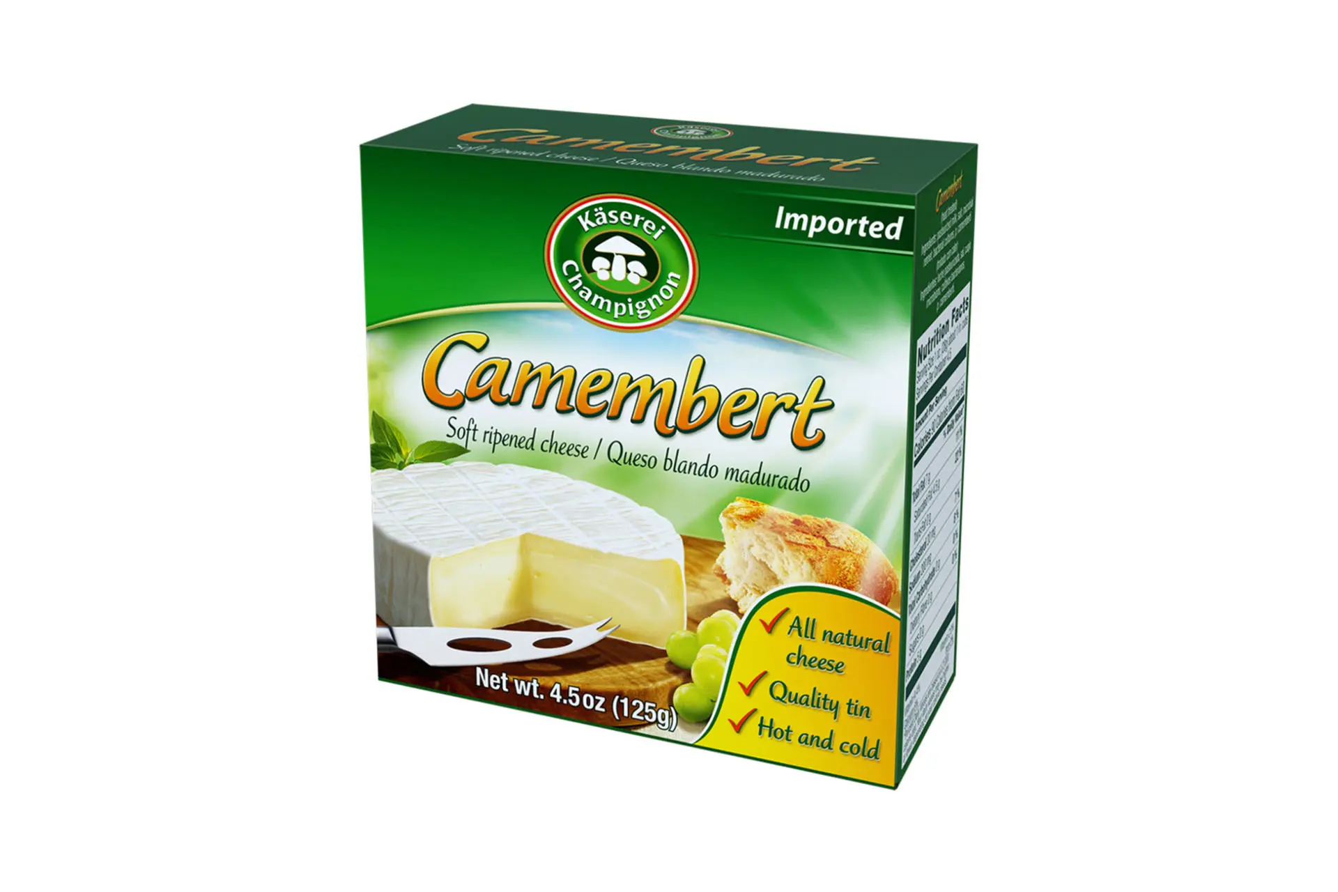 Мягкий сыр Camembert (Камамбер) с белой плесенью из коровьего молока 125 г